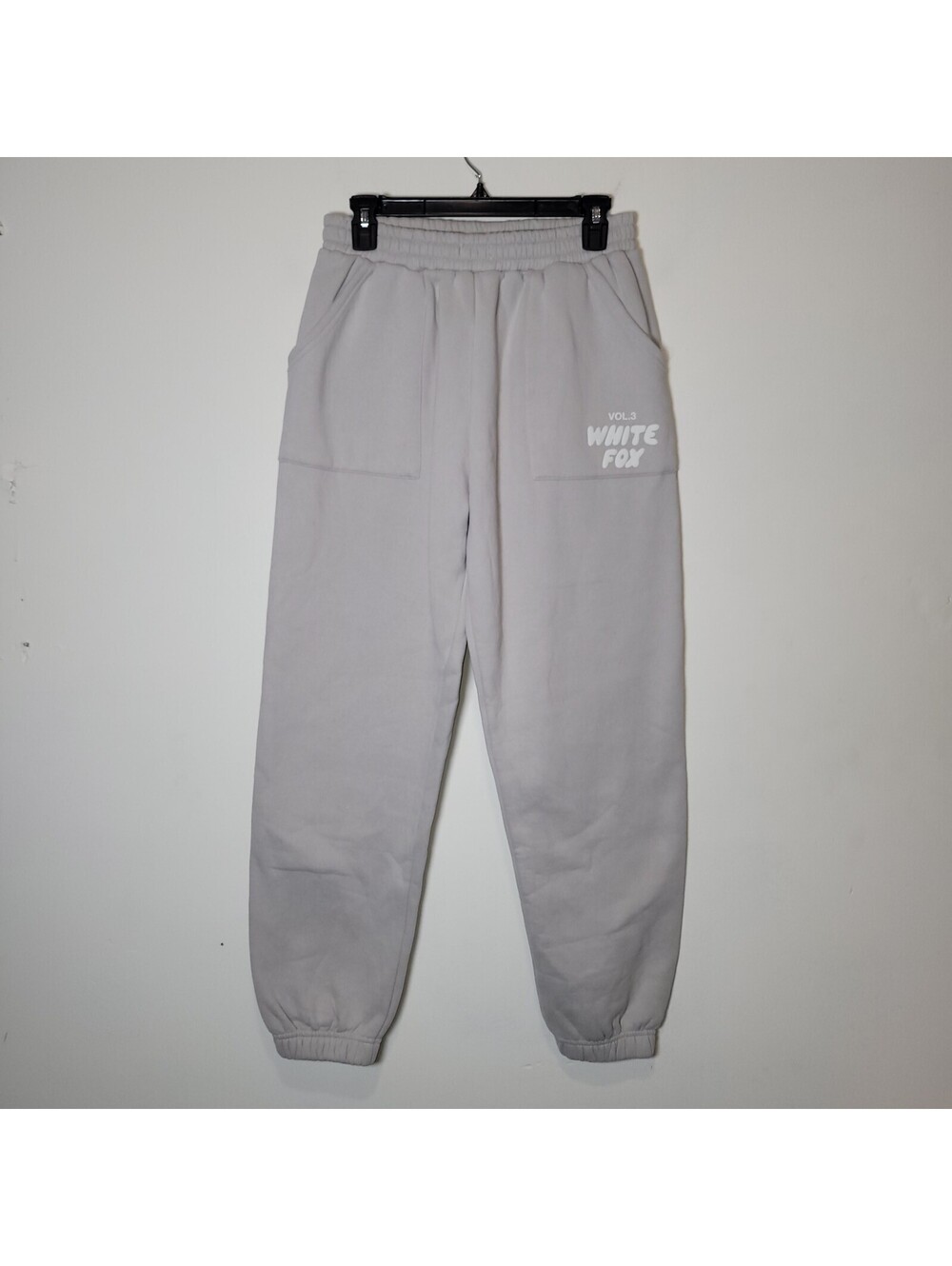 White Fox Vol.3 Gray Fleece Jogger Sweatpants Women's Size M Elastic Waist